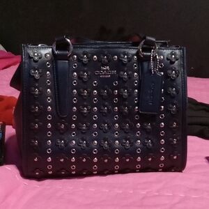 Coach Navy Studded Satchel